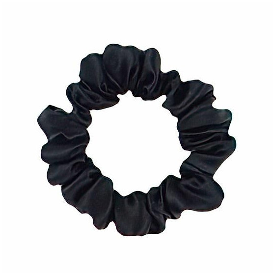 Narrow Silk scrunchie, black - CurlGirl