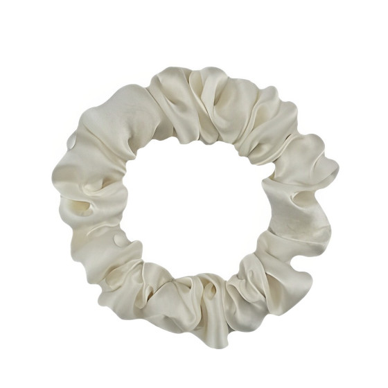 Narrow Silk scrunchie, Milky - CurlGirl