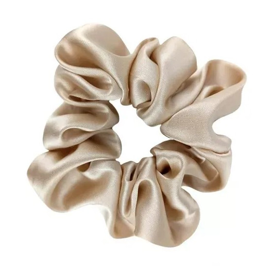 Wide Silk scrunchie, Beige - CurlGirl