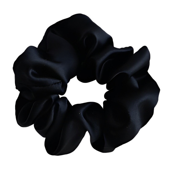 Wide Silk scrunchie, black...