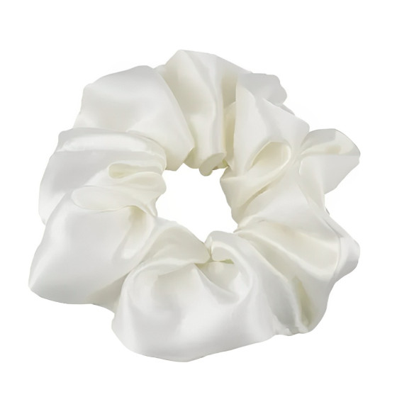 Wide Silk scrunchie, Milky...